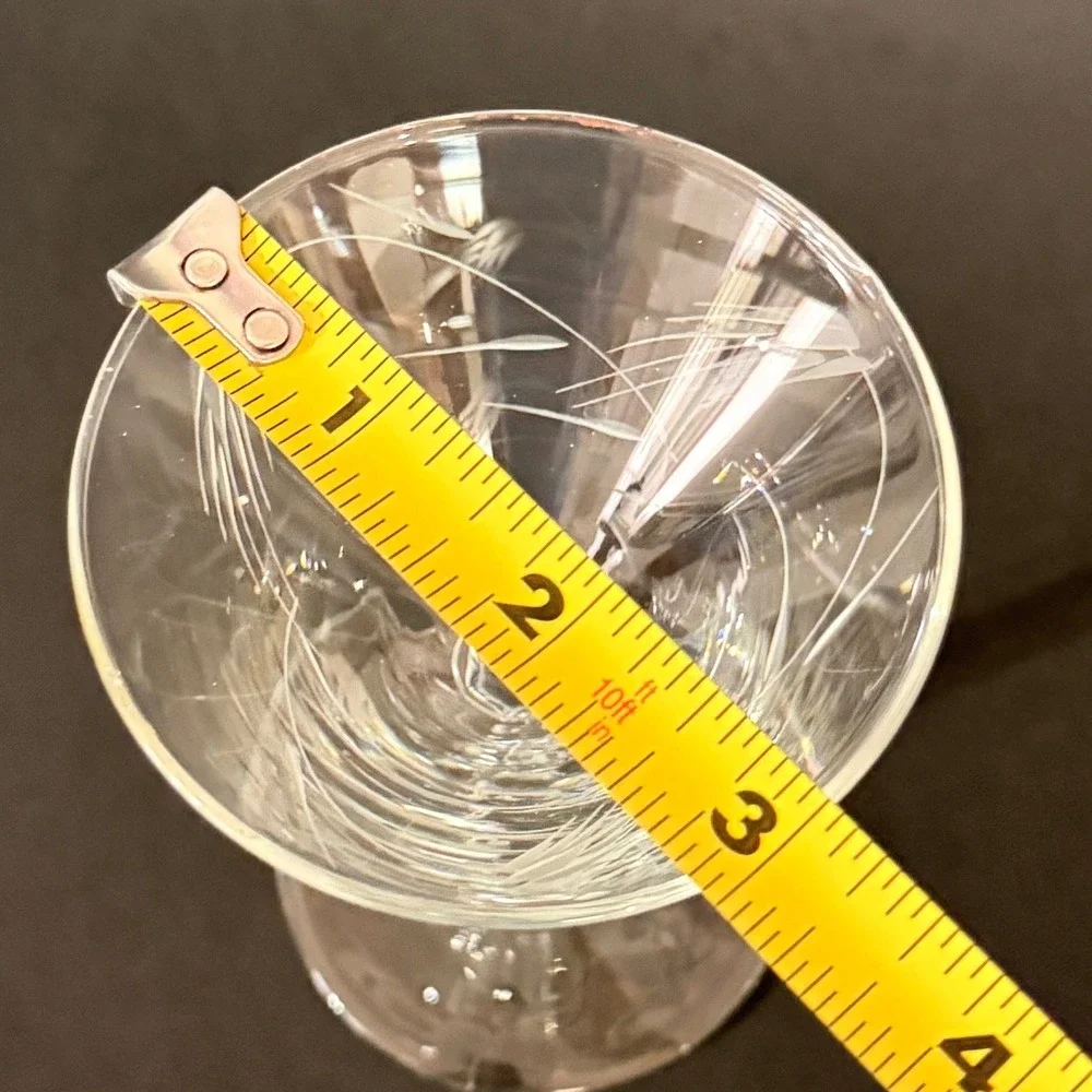 Vintage Etched Wheat Martini Cocktail Glasses Set of 5 Mid Century Clear Glass